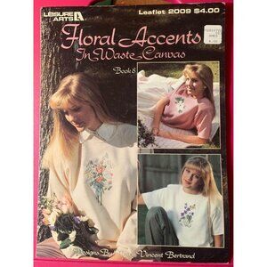 Leisure Arts Floral Accents Waste Canvas Cross-Stitch Book 8 Vintage Patterns 20